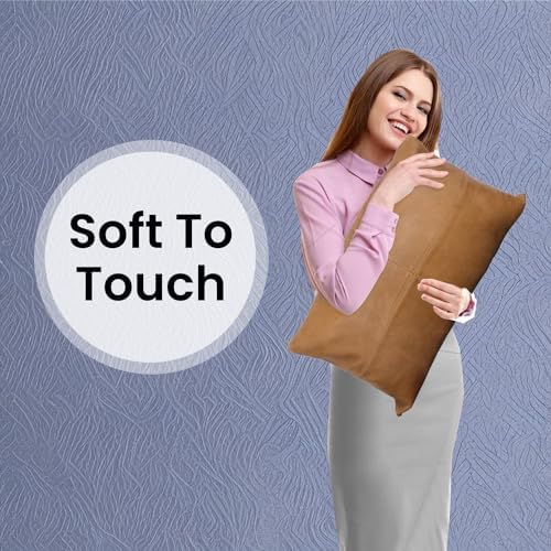 LL LEATHER LOVERS 100% Lambskin Leather Pillow Cover - Sofa Cushion Case - Decorative Throw Covers for Living Room & Bedroom, Tan Plain Pack of 1-16X24 Inch - Image 4