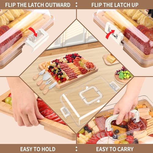 CAWIU Portable Charcuterie Board with Lid, Travel Cheese Board & Snack Tray - Image 2