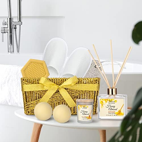 Bath and Body Gift Set, 15pcs Honey Almond Gift Basket for Women Mom Sister - Image 4