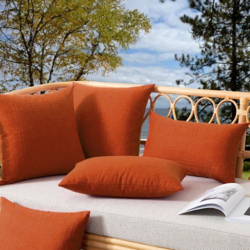 Kevin Textile Outdoor Waterproof 22”x22” Pillow Covers 2 Pack, Dark Orange - Image 4