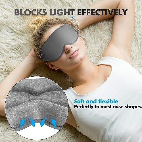 Sleep Mask for Men and Women, 3D Blackout Eye Mask for Side Sleepers, Grey - Image 5