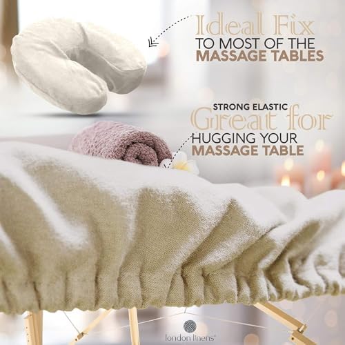 LONDON LINENS Pack of 2 Extra Thick 3 Piece Massage Table Sheets Set - 100% Natural Cotton Flannel - Includes Massage Table Cover, Massage Fitted Sheet, and Massage Face Rest Cover (Natural) - Image 5