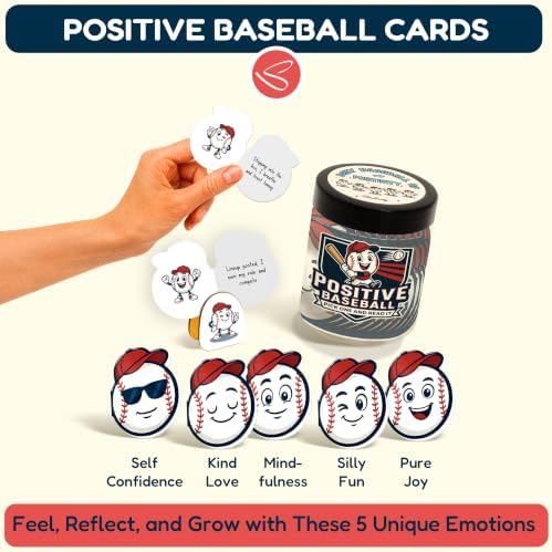 STOFINITY Positive Baseball Jar, 60 Affirmation Cards and Wood Stand - Image 3