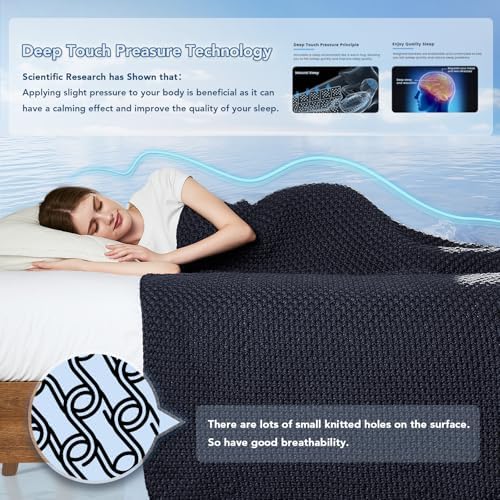 Topcee Knitted Weighted Blanket - 48"x72" 12lbs Cooling Chunky Knit Heavy Blanket for Adults Cable Yarn Knit Decorative No Beads Soft, Cozy and Cooling Weighted Throw Blankets Machine Washable - Image 3