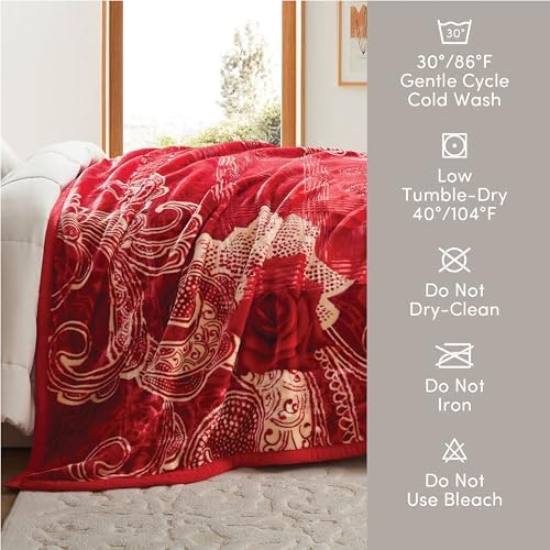 Nestl Korean Mink Blanket King Size - 12 Lbs Velvet Fleece Korean Blanket - 2 Ply Warm & Thick Winter Blanket - Wrinkle & Fade Resistant - 87 x 94 Inches (Maroon) - Image 6