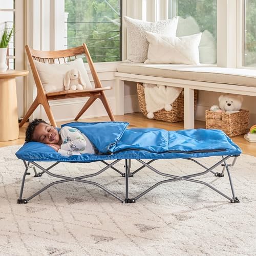 Regalo My Cot Deluxe Portable Toddler Bed, Indoor/Outdoor Kids Nap Cot with Sleeping Bag & Pillow, Lightweight Folding Travel Design for Home, Daycare, Camping & Sleepovers, Ages 2-5 by Regalo