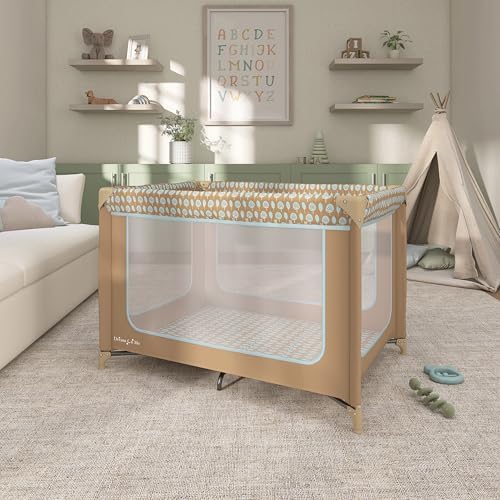Dream On Me Zodiak Portable Playard, Compact for Travel, Carry Bag, Coffee/Blue - Image 3