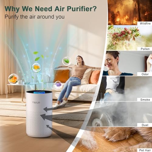 Air Purifiers for Bedroom Home up to 1350 ft² - Vniup H14 True Room Air Purifiers for Bedroom, with Fragrance Function Sleep Mode& Light Mode Air Cleaner for Pet Dander Odor Dust Smoke - Image 4