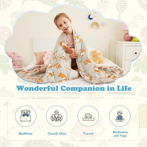 CuteKing Weighted Blanket - Weighted Blanket with Premium Glass Beads - Breathable Heavy Blanket for Comfortable Rest - Thick Blanket All Season(3lbs, 36"x48", CuteDog) - Image 4