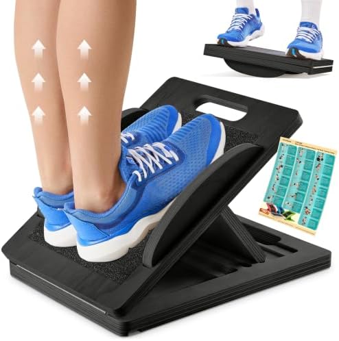 Slant Boards for Exercise, Wooden Slant Board, Calf Stretch Board with 7 Incline Angles, Velour Board, Balance Board & Calf Stretcher, Portable Incline Board for Physical Therapy, Ankle Mobility, Heel & Knees by ZocoSquat