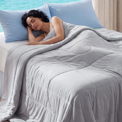 Bedsure Cooling Comforter Queen Size - Cooling Blankets for Hot Sleepers, Lightweight Comforter for Summer with Dual-Sided Cool Tech, Soft Breathable Cold Blanket for Sleeping, Grey, 88x88 Inches by Unknown