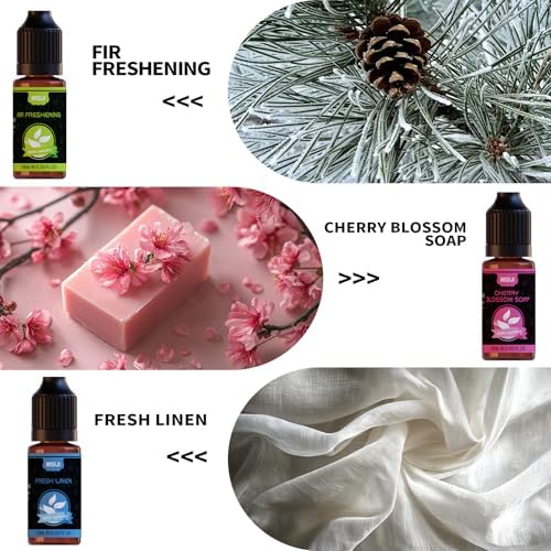 Housekeeping Essential Oils Set for Diffuser,Pure Aromatherapy Oil for Diffuser,Candle Making,Natural Soap Scent,Cherry Blossom Soap,Fresh Mint,Fresh Linen,Air Freshener,Extra Clean - Image 5