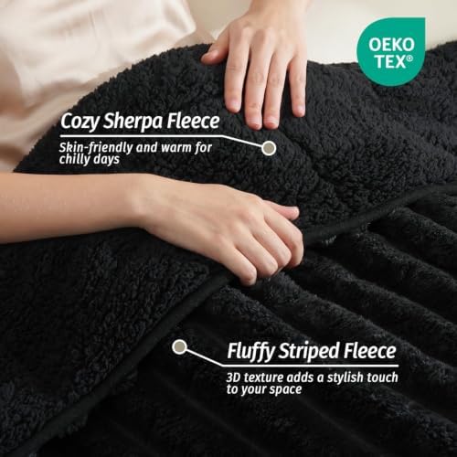 Fleece Weighted Blanket for Adults 48" x 72" 12lbs Soft Blankets, Black - Image 3