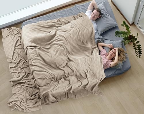 Utopia Bedding 100% Cotton Thermal Blanket Khaki Big, 120x120 Inches - Image 4