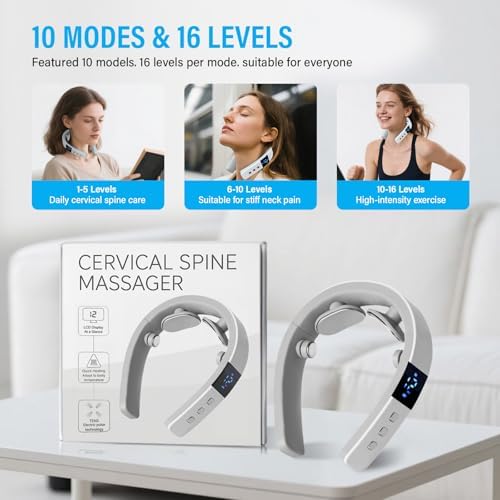 Neck Massager,10 Massage Modes and 16 Intensity Levels 130g Cordless Portable U-Shaped Device, Soothing Warmth for Home Office Travel - Image 3