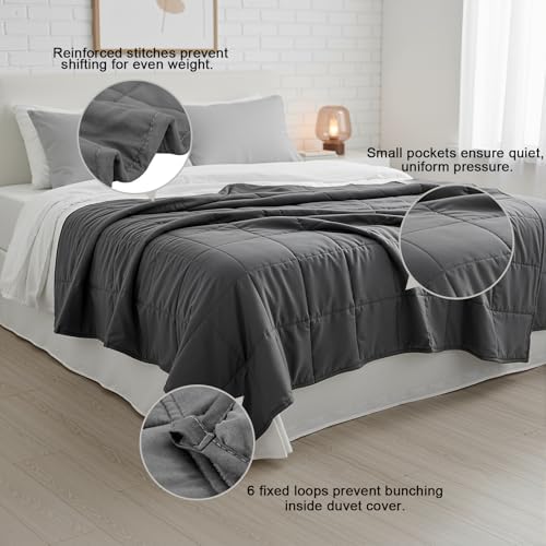 Smart Queen Weighted Blanket(48"x72",10lbs Grey) Full Size Soft Cooling Heating Heavy Blanket for Sleeping, Breathable Blanket with Glass Beads Perfect for 80-120 lbs,All Year Use - Image 3
