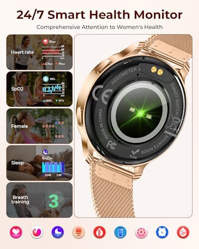 Iaret Smart Watch for Women, 1.27" HD Fitness Tracker with 4 Bands & Necklace Gift Set, Heart Rate SpO2 Sleep Monitor, 120+ Sport Modes, Call & Notifications, Smartwatch for Android iPhone, 40mm - Image 5
