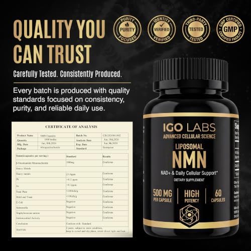 Liposomal NMN 1000mg Per Serving, Pure NMN Supplement, 60 Capsules - Image 3
