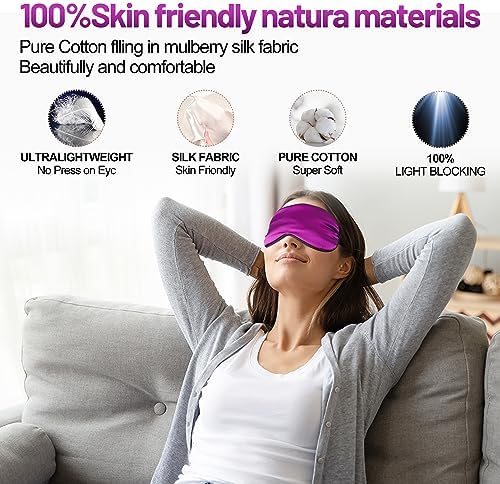 Silk Sleep Mask, Blackout Eye Mask for Sleeping with Adjustable Strap - Image 5