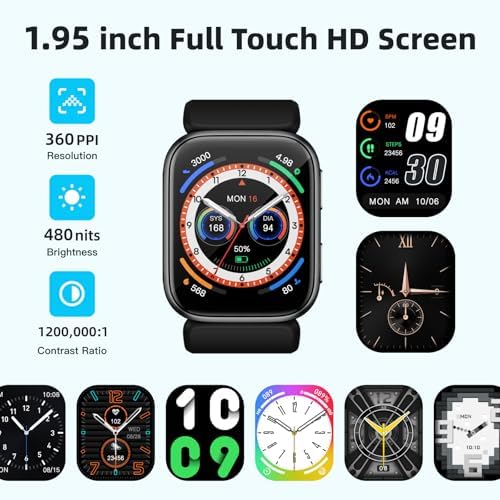 Smart Watch Blood Pressure, 1.95" Smart Watch BP Monitor with Air Pump Cuff, Blood Pressure Watch with Sleep Heart Rate Monitor, Pedometer, Watch Supports Data Sharing, Reminder Monitoring - Image 6