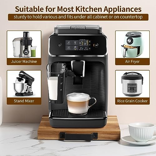 Natural Acacia Sliding Tray for Coffee Machine, Kitchen Appliance Slider - Image 4