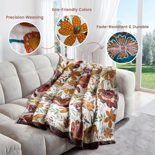 MSGKV Summer Throw Blanket 60"x80" 100% Cotton Woven Muslin for Couch & Bed - Image 4