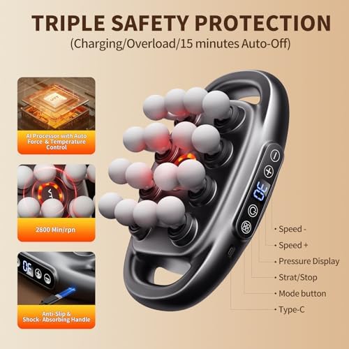 VTT 16 head massage gun deep tissue, Percussion Muscle Massager with 16 Heads, 3 Modes & 30 Intensities,Quiet Handheld Massager for Back Neck Shoulder Legs Muscle Pain Relief - Image 4