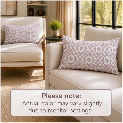 Decorative Pillowcase Embroidered Mina Trellis Dusk Lilac Mauve 12 x 20 inch Decorative Lumbar Throw Pillow Cover 30x50cm Dusk Pink Lilac 1pc Cotton Canvas - Image 6