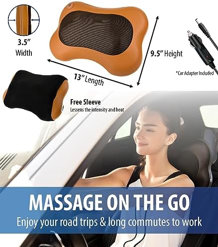 Zyllion ZMA-13 Back and Neck Massager with Heat for Pain Relief, Brown - Image 4