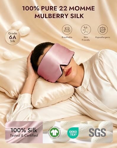 SilkSilky 22 Momme Mulberry Silk Sleep Mask for Side Sleepers, Pale Mauve - Image 2