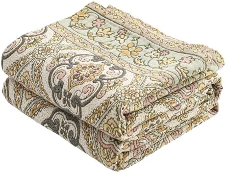 VANJOROY Boho Throw Blanket 60" x 80", 100% Organic Cotton Breathable Skin-Friendly Ultra Soft Bed Quilt Throw - Floral Rustic Decor Luxury Reversible Blanket for Sofa Couch Chair and Gift, by CHOOSEVANJOROYENJOYAMORECOMFORTABLEFEELING