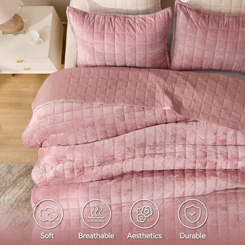BEDELITE Velvet Quilt Set King Size, Luxury Velvet Comforter Bedding - Image 4