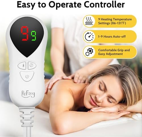 Massage Table Warmer Heating Pad Professional SPA Massage Bed Warmer 9 Hours Timer, 9 Heat Settings, Overheat Protection for Massage Bed & Spa, Thickened & Soft Fleece, 30" x 71" - Image 2