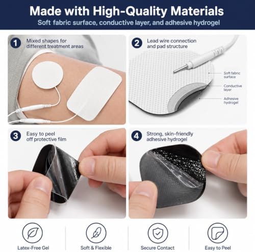 TENS Unit Electrode Pads, 30 Pcs Multi-Size Reusable Muscle Stimulator Pads - Image 4