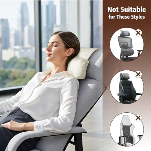 WdFour Velvet Neck & Head Pillow for Recliner Chair, Small Ergonomic Cervical Support Pillow for Home, Office and Travel, Non-Slip Cushion for Tension Relief & Shoulder Comfort (Ivory) - Image 6