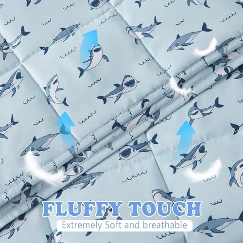 Weighted Blanket - 5 lbs Blue Shark Heavy Blanket - Small Size Breathable Lap Blanket(36"x48", 5 lbs) - Image 3