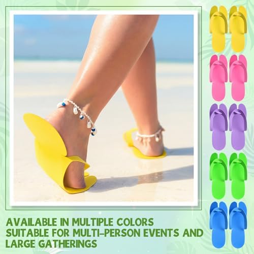 JaGely 100 Pair Disposable Pedicure Slippers Bulk Multicolor Flip Flop for Pedicure Anti Slip EVA Foam Spa Slipper Sandal Disposable Shoe Kit for Women Nail Bath Salon Party Supplies - Image 2
