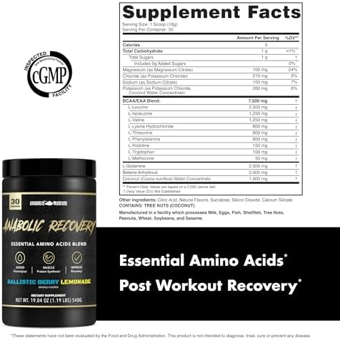 Anabolic Recovery, Essential Amino Acids, Post Workout Recovery, Premium Hydration, Build Muscle* (BlackBerry Lemonade, 30 Servings) - Image 5