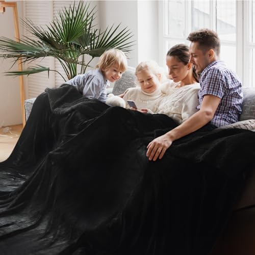 Bedsure GentleSoft Sherpa Fleece Oversized Cal King Blankets for Bed - Thick and Warm Throw for Women and Men, Soft Fuzzy Plush Large Blanket for Winter, Non-Heated, Black, 112x98 Inches by Unknown