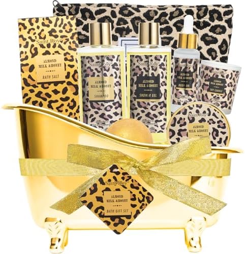 Spa Gift Basket, Spa Kit for Women, Honey & Almond Bath & Body Gift Set by SaintRoy