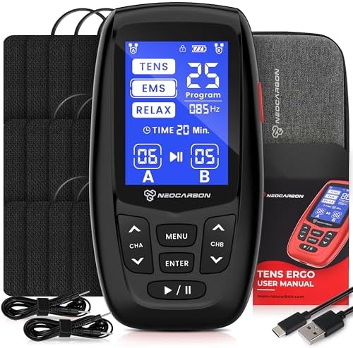 NEOCARBON TENS Unit Muscle Stimulator Ergo Machine for Pain Relief, Black by Neocarbon
