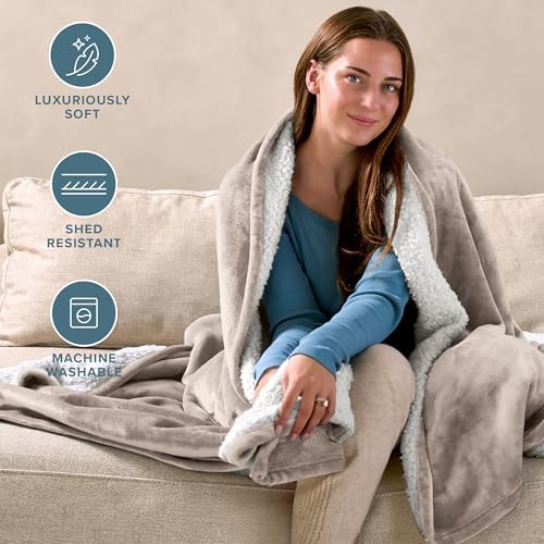 Bare Home Sherpa Fleece Blanket (Twin/Twin XL, Pebble) - Image 3