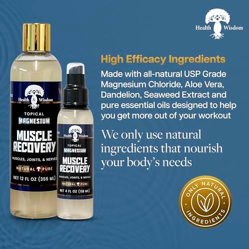 Health and Wisdom Magnesium Muscle Recovery - Topical Muscle and Joint Support - Improve Recovery, Relaxation and Soreness - Enhanced Absorption - 12 fl oz - Image 3