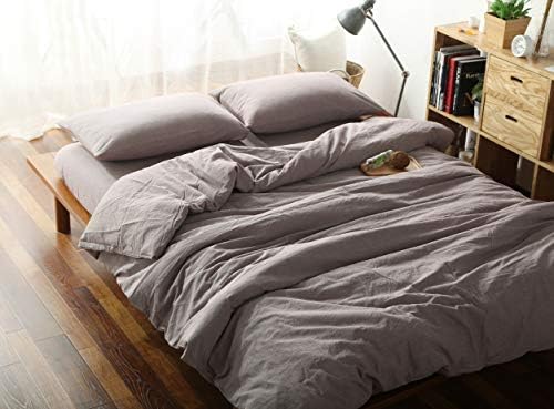 F.Y.Dreams 100% Washed Cotton Duvet Cover for Weighted Blanket 60x80 inches with 16 Ties, Zipper on Long Side/Purple Bean Paste/Just Duvet Cover by FYDreams
