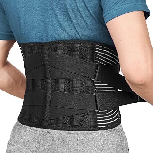 FREETOO Back Braces for Lower Back Pain Relief with 6 Stays, Breathable Back Support Belt for Men/Women for work , Anti-skid lumbar support belt with 16-hole Mesh for sciatica(S) by FREETOO