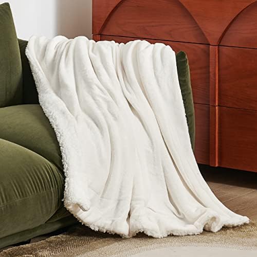 Bedsure GentleSoft Sherpa Fleece Throw Blanket for Couch, Non-Heated, Thick and Warm Throw for Women and Men, Soft Fuzzy Plush Blanket for Spring, Cream, 50x60 Inches - Image 3