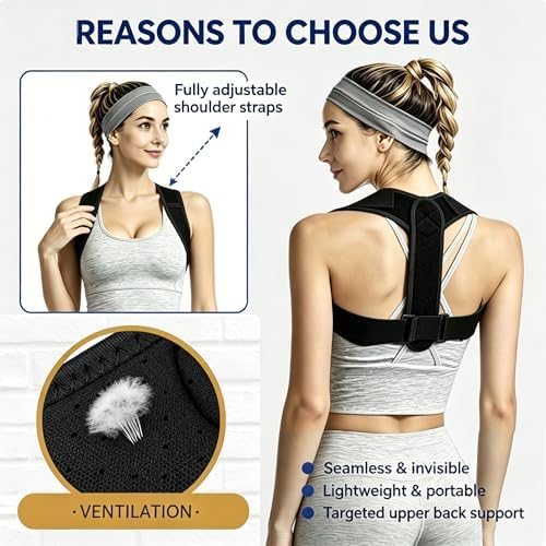 Posture Corrector for Women and Men, Adjustable Upper Back Brace - Image 3