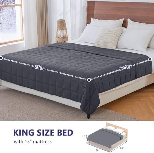 yescool Weighted Blanket for Adults (30 lbs, 88” x 104”, Grey) Cooling Heavy Blanket for Sleeping Perfect for 290-310 lbs, King Size Breathable Blanket with Premium Glass Bead - Image 2