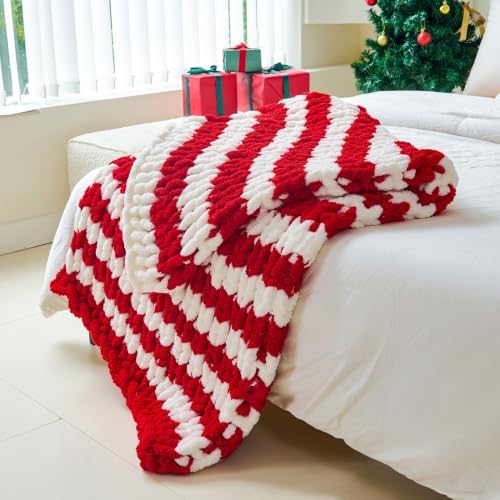 Chunky Knit Blanket Throw for Couch, 51"x63" Chunky Yarn Knitted Blankets - Image 5