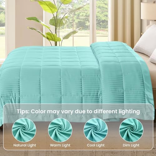 downluxe Queen Size Blanket with Satin Trim, Lightweight Down Alternative Blankets Queen Size for All Season, Machine Washable (Mint Green, 90x90 Inch) - Image 6
